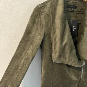 Lulus Wild at Heart Olive Green Vegan Suede Moto Jacket NWT‎ Size S thumbnail 8