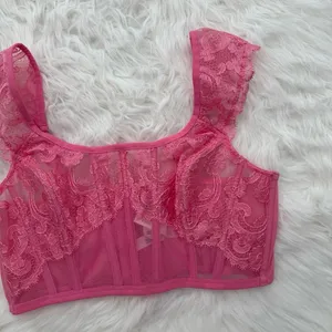 Victoria’s Secret Dream Angels Boho Floral Embroidery Corset Top Tickled Pink L thumbnail 4