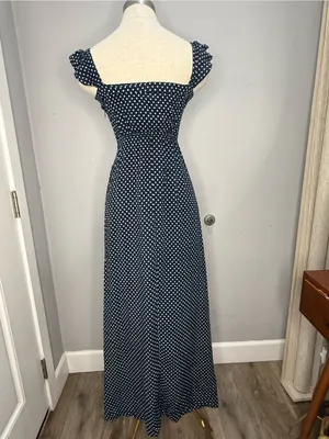 Lulu's Navy & White  Polka Dot Maxi Dress thumbnail 5