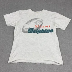 Vintage 90s Miami Dolphins Shirt Mens Medium NFL Tee Single Stitch Crewneck thumbnail 1