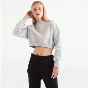 BROOKLYN Graphic Letter Cropped Long Sleeve Grey Sweatshirt, Lightweight sz. S thumbnail 10
