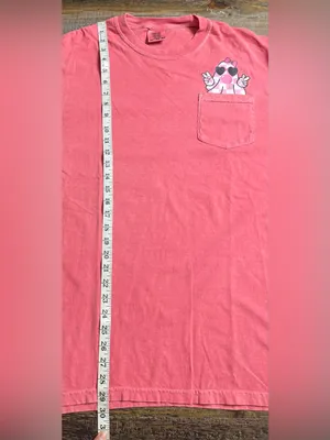 Comfort Colors Pink Short Sleeve Pocket Tee w/ Heart-Sunglasses Checkered Ghost thumbnail 6
