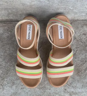 Steve Madden Bandi Neon Stripe Platform Sandals thumbnail 4