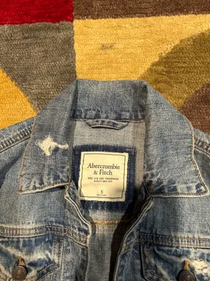 Abercrombie & Fitch Denim Jean Jacket Vintage Y2K Style Distressed Women’s Small thumbnail 2