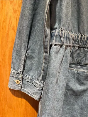 Madewell Denim Long-Sleeve Button-Front Cotton Romper in Rushland‎ Wash Size XXL thumbnail 13