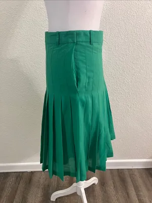 BCBGMaxAzria Emerald Green Pleated Skirt thumbnail 3