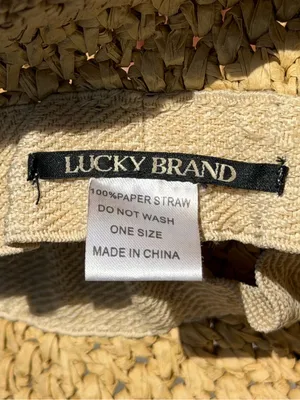 Lucky Brand Wide Brim Straw Hat One Size Floral Beaded Boho Sun Hat Festival thumbnail 7
