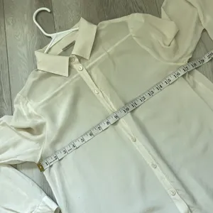 Intimissimi Sheer Buttonup Shirt long sleeve womens Cream (small) minimalist thumbnail 7