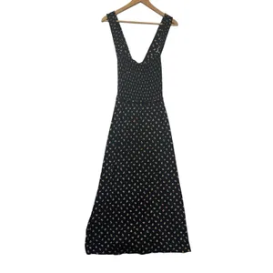 Boden Black Floral Smocked Midi Dress Square Neck Cross Back‎ Feminine 14R thumbnail 4