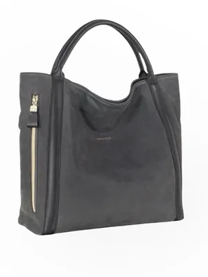 SEE by CHLOE Harriet Hobo Tote Charcoal Grey Nubuck Leather 2 Handles thumbnail 1
