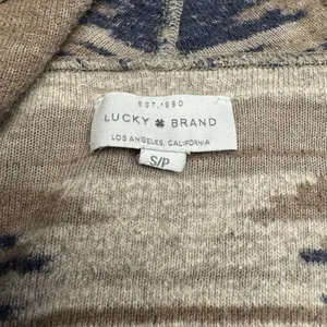 Lucky Brand Womens Open Cardigan Sweater Small Navy Tribal Aztec Long Pockets‎ thumbnail 2