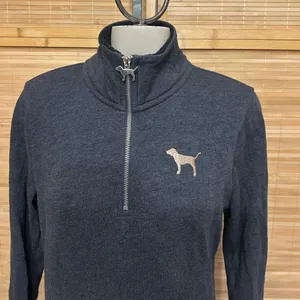 Victoria’s Secret PINK gray gold 1/4 zip long sleeve top woman’s XS shirt thumbnail 2