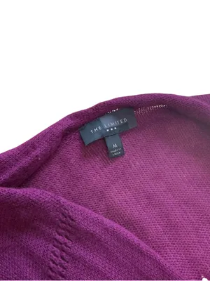 The Limited Purple Wool Blend Waterfall Open Front Cardigan Sweater Medium EUC thumbnail 6
