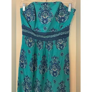 Vineyard Vines Teal Tube Top Maxi Dress Women's Sz 2 thumbnail 3