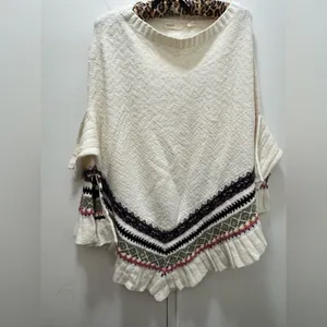 ANTHROPOLOGIE X Sleeping in Snow Woodland Fair Isle Pullover Poncho Size XS/S thumbnail 5