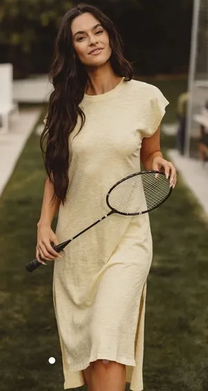 The Normal Brand Vintage Slub Tee Dress midi yellow - 100% cotton - XS/S thumbnail 1