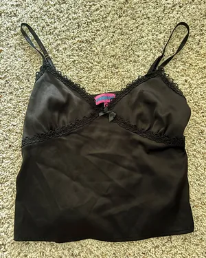 Edikted Black Satin Lace Top thumbnail 1