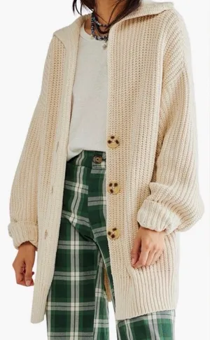 Free‎ People Swim Too Deep Chunky Knit Slouchy Cardigan Boho XL NWT thumbnail 1
