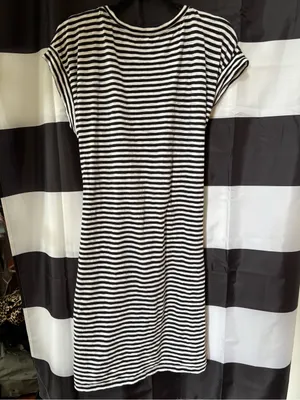 J. Crew Black and White Striped Tie-Waist Mini Dress thumbnail 4