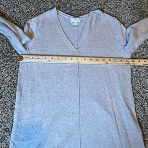 Old Navy Womens V-Neck Tunic Sweater Oatmeal Heather Cotton Blend Small Longline thumbnail 4