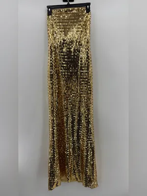Simon Miller Sculpty Strapless Sequin Maxi Dress Gold thumbnail 8