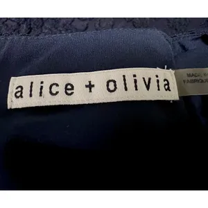 Alice And Olivia Sachi Gown Lace Overlay Long Cocktail Formal Dress Navy Size 2 thumbnail 9
