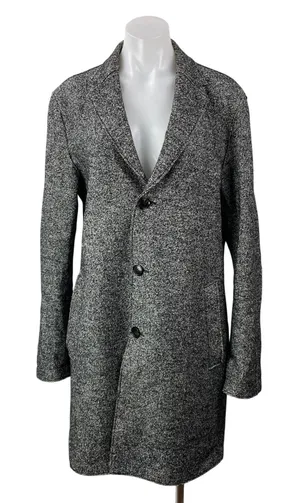 Reiss Women's Dark Gray Wool Long Sleeve Notch Lapel Trench Coat Jacket Size M thumbnail 1