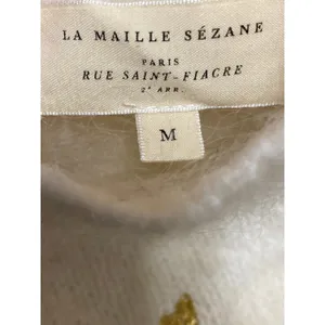 SEZANE Cinta Women's Cream Wool Gold Heart Long Sleeve Sweatshirt Sweater Top M thumbnail 5