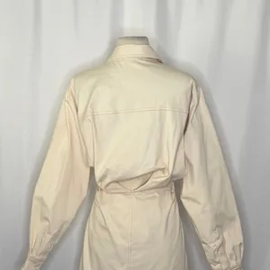 ZARA Natural Cream Shirtdress Mini Shirt Dress Buttons Pockets Twill Small thumbnail 10