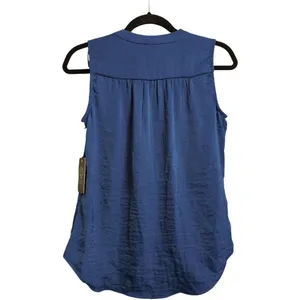 NWT Vince Camuto Sapphire Blue Cobalt V Neck Sleeveless Polyester Blouse Size XL thumbnail 2