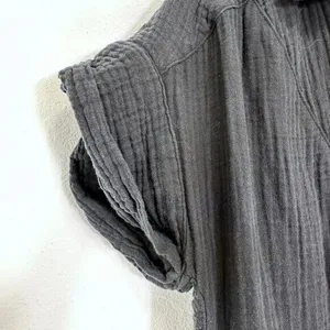 J. Crew Size S Gauzy Brushed Cotton Split V‎ Neck Roll Sleeve Black Mini Dress thumbnail 2