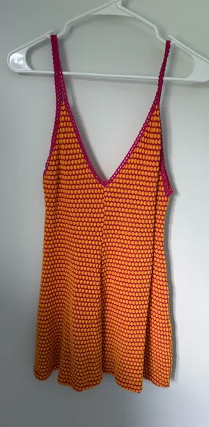 Zara Orange and Pink Mini Dress thumbnail 2