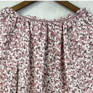 Max Studio Floral Peasant Blouse Womens Medium Flowy Boho Cottage Dainty‎ thumbnail 6