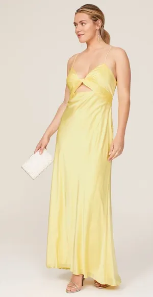 MAC‎ DUGGAL yellow twist front gown maxi dress bridesmaid formal 14 thumbnail 1