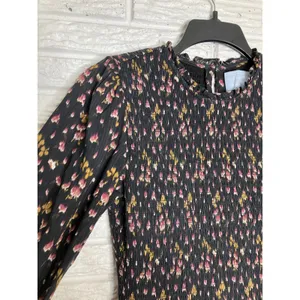 Hill House Home Vivianne The Nap Dress long sleeve black pink women's size small thumbnail 5