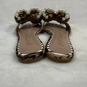 Betsey Johnson Womens Leopard Print Pearl Bow Square Toe Flat Slide‎ Sandals 5 thumbnail 7