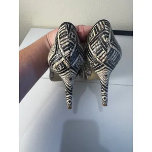 J Crew Raffia Geometric Pointed‎ Toe Heels Women 8.5 Woven Stiletto Minimalist thumbnail 3