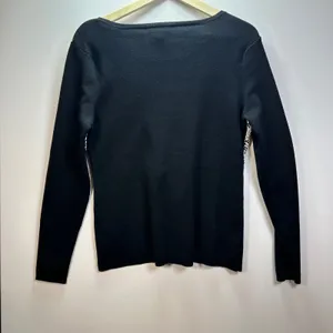 INC International Concepts Black Floral Lace Crochet Long Sleeve Sweater Large thumbnail 6