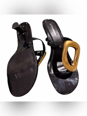 NEW Jeffrey Campbell Linq Up Slide Sandal Black Gold 9 thumbnail 7