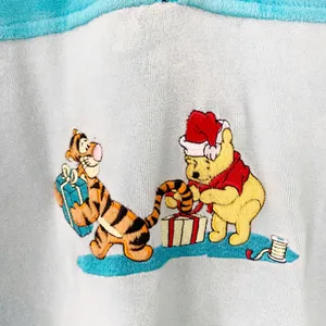 DISNEY Vintage Winnie‎ Pooh Christmas Maxi Nightgown Pullover Robe Blue Womens L thumbnail 3