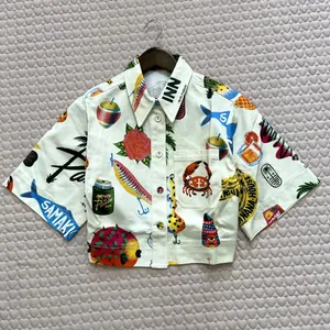 NWT ALEMAIS x Alan Berry Rhys Samaki Cropped Organic Cotton Shirt Women's Size 0 thumbnail 4
