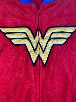 DC Comics Wonder Woman Red and Blue Onesie Pajamas with removable Cape thumbnail 3