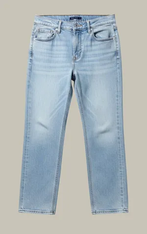 American Eagle Super High-Rise Straight Jeans Light Wash Denim Womens 10 Regular thumbnail 1