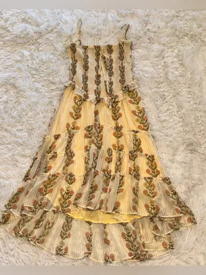 NEW Free People Alejandra Smocked Bodice Tiered Sundress cloud combo sz L thumbnail 5