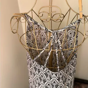Abercrombie & Fitch Black White Geometric Print Tank Small Strappy Back Detail thumbnail 8