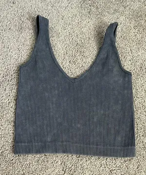 Boutiques is wash cropped ribbed tank Gray thumbnail 1