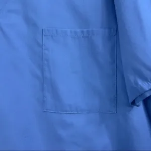 Blue Medium Scrub Top Short Sleeve V-Neck with Front Breast Pocket thumbnail 3