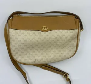 GUCCI Vintage Beige Coated Canvas/ Leather Crossbo thumbnail 12