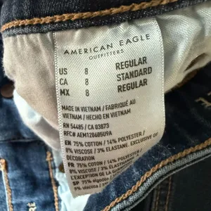 American Eagle Super Hi Rise Flare Split Hem Stretch Jeans Women's Size 8 thumbnail 3