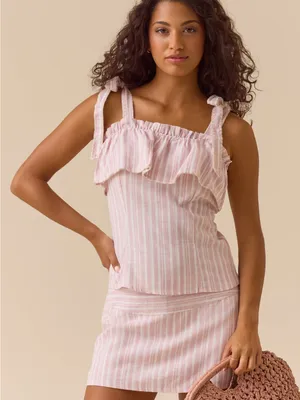 Altar’d State Ava Linen Striped Skort thumbnail 1